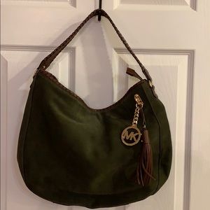 Michael Kors green suede hobo